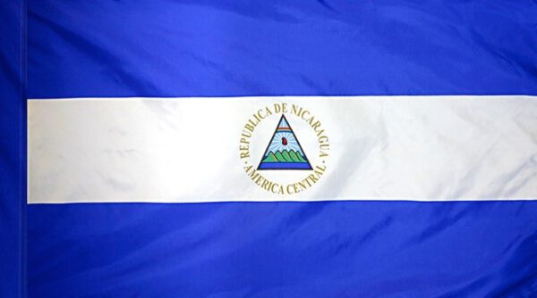 Nicaragua flag with pole sleeve - for indoor use