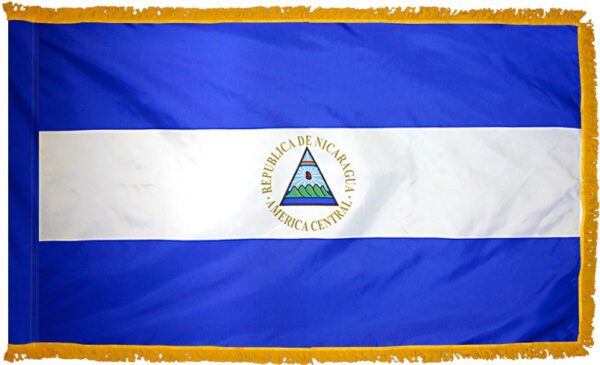 Nicaragua flag with fringe - for indoor use