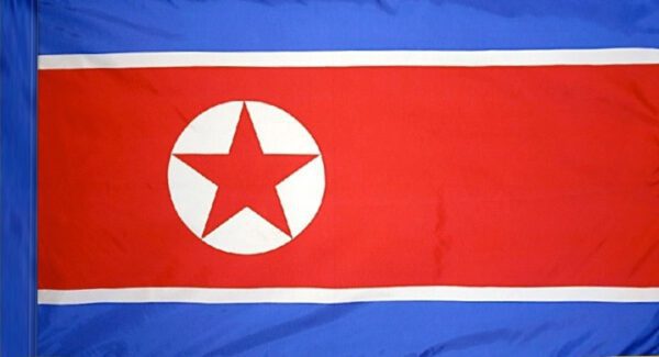 North korea flag with pole sleeve - for indoor use