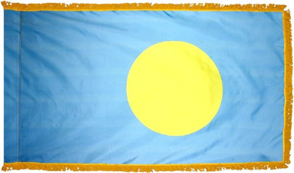 Palau flag with fringe - for indoor use