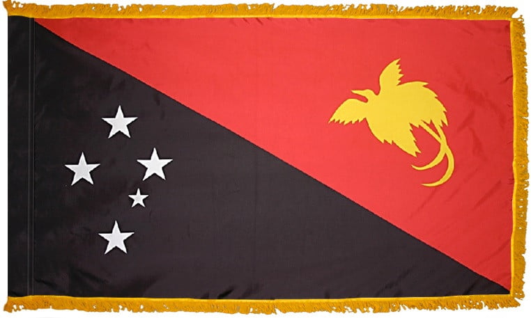 Papua New Guinea Flag with Fringe - For Indoor Use