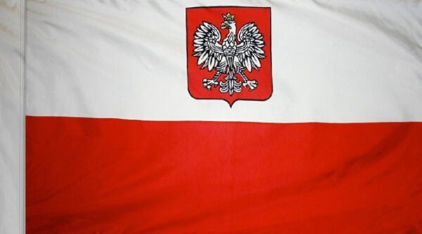 Poland eagle flag with pole sleeve - for indoor use