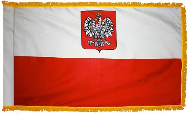 Poland eagle flag with fringe - for indoor use