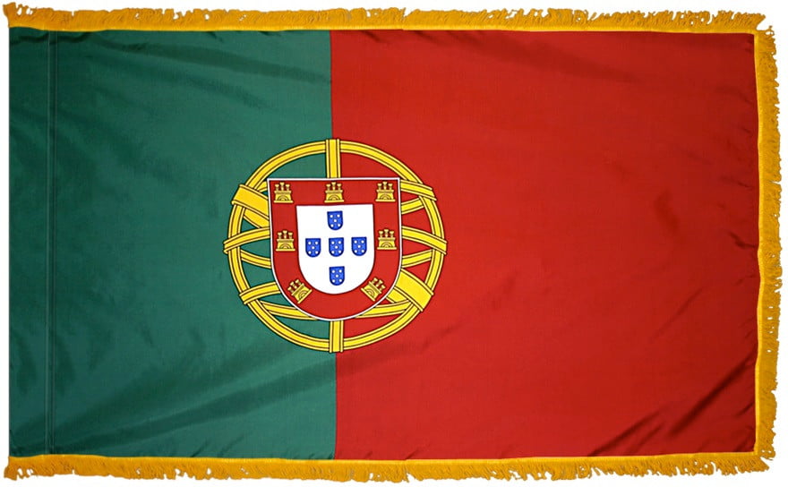 Portugal Flag with Fringe - For Indoor Use