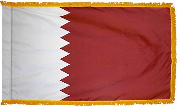 Qatar flag with fringe - for indoor use
