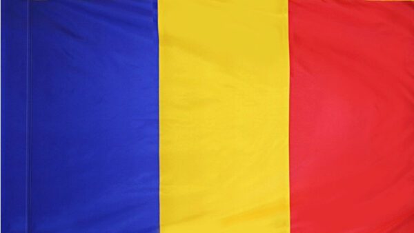Romania flag with pole sleeve - for indoor use