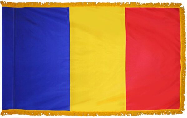 Romania flag with fringe - for indoor use