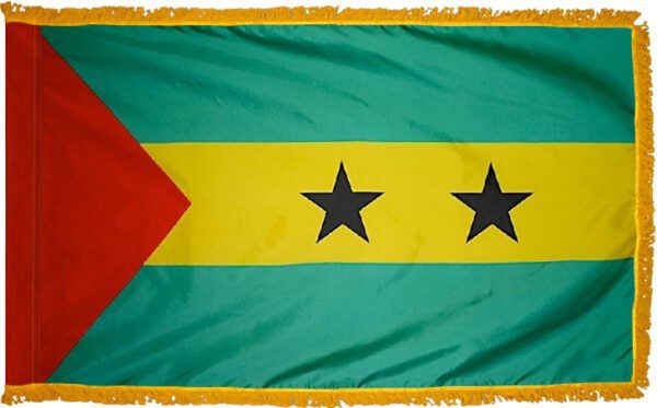 Sao tome and principe flag with fringe - for indoor use