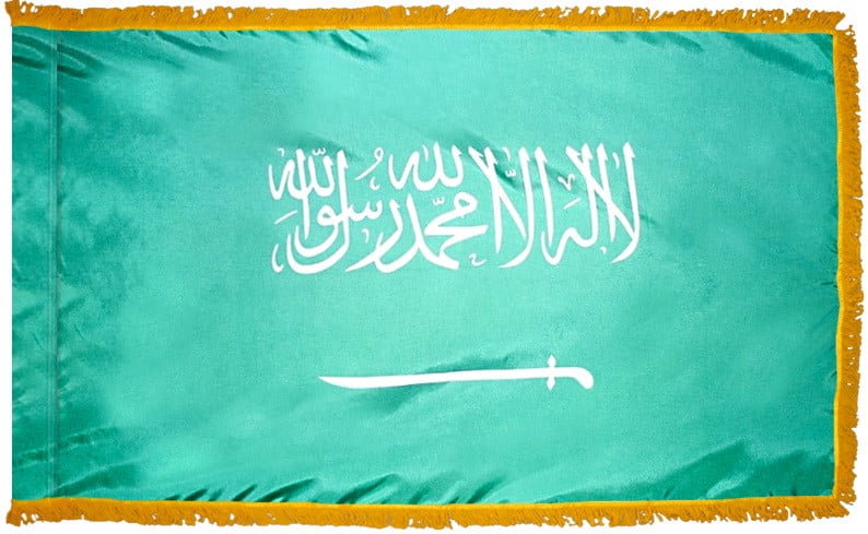 Saudi Arabia Flag with Fringe - For Indoor Use