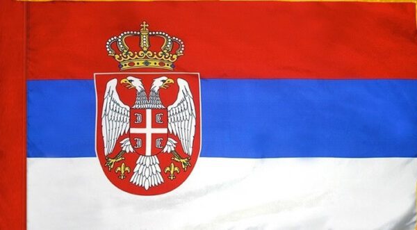 Serbia flag with pole sleeve - for indoor use