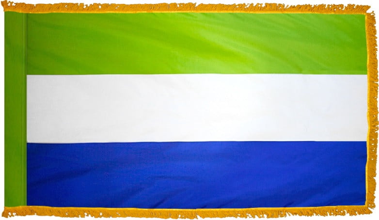 Sierra Leone Flag with Fringe - For Indoor Use