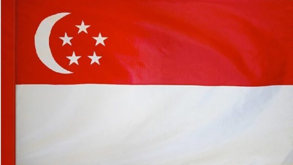 Singapore flag with pole sleeve - for indoor use