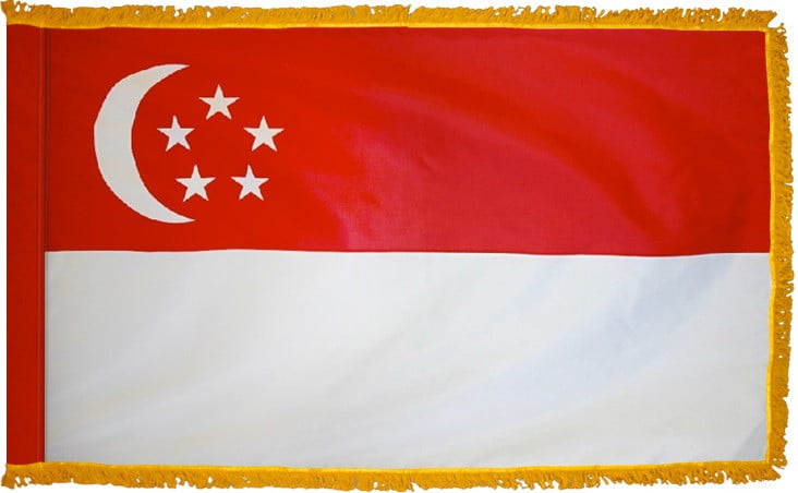 Singapore Flag with Fringe - For Indoor Use