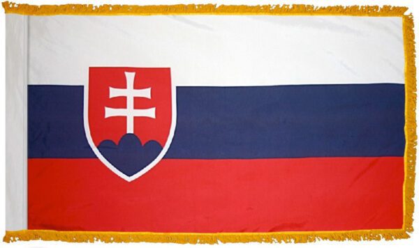 Slovakia flag with fringe - for indoor use