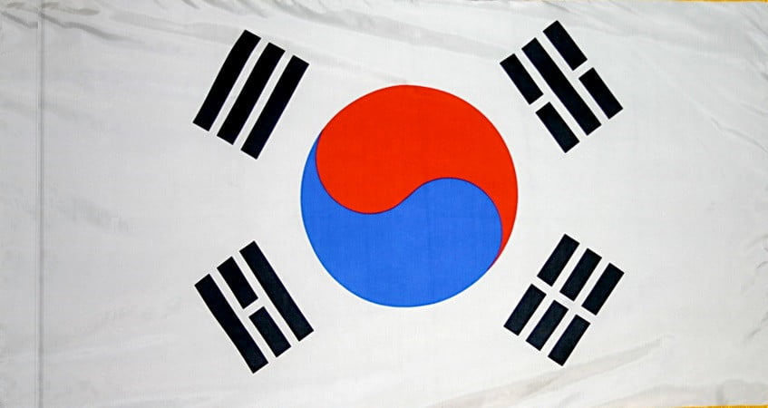 South Korea Flag with Pole Sleeve - For Indoor Use