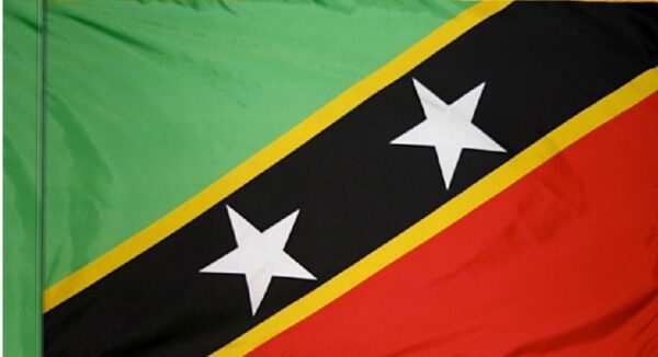 Saint kitts-nevis flag with pole sleeve - for indoor use