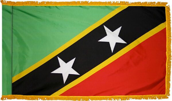Saint kitts-nevis flag with fringe - for indoor use