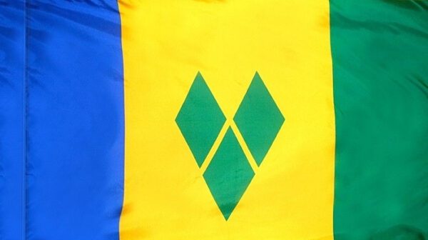 Saint vincent-grenadines flag with pole sleeve - for indoor use