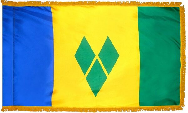 Saint vincent-grenadines flag with fringe - for indoor use