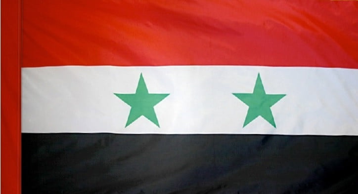 Syria Flag with Pole Sleeve - For Indoor Use