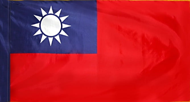 Taiwan Flag with Pole Sleeve - For Indoor Use