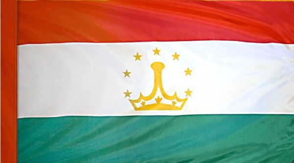 Tajikistan flag with pole sleeve - for indoor use