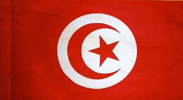 Tunisia flag with pole sleeve - for indoor use