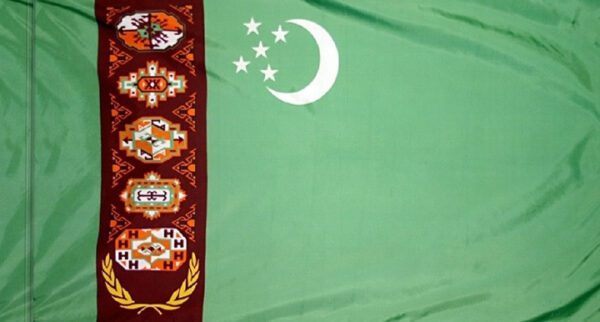 Turkmenistan flag with pole sleeve - for indoor use
