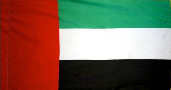 United arab emirates flag with pole sleeve - for indoor use
