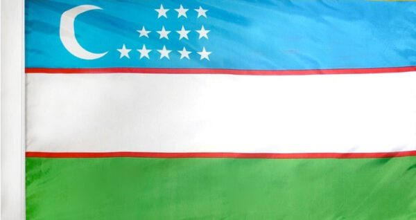 Uzbekistan flag with pole sleeve - for indoor use