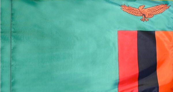 Zambia flag with pole sleeve - for indoor use