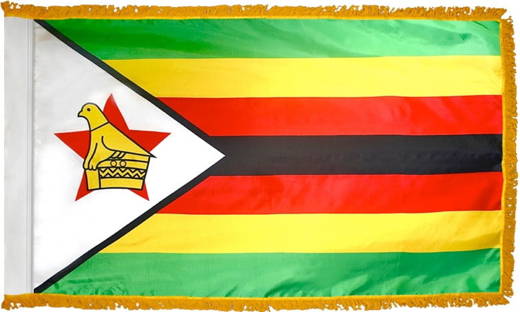 Zimbabwe Flag with Fringe - For Indoor Use