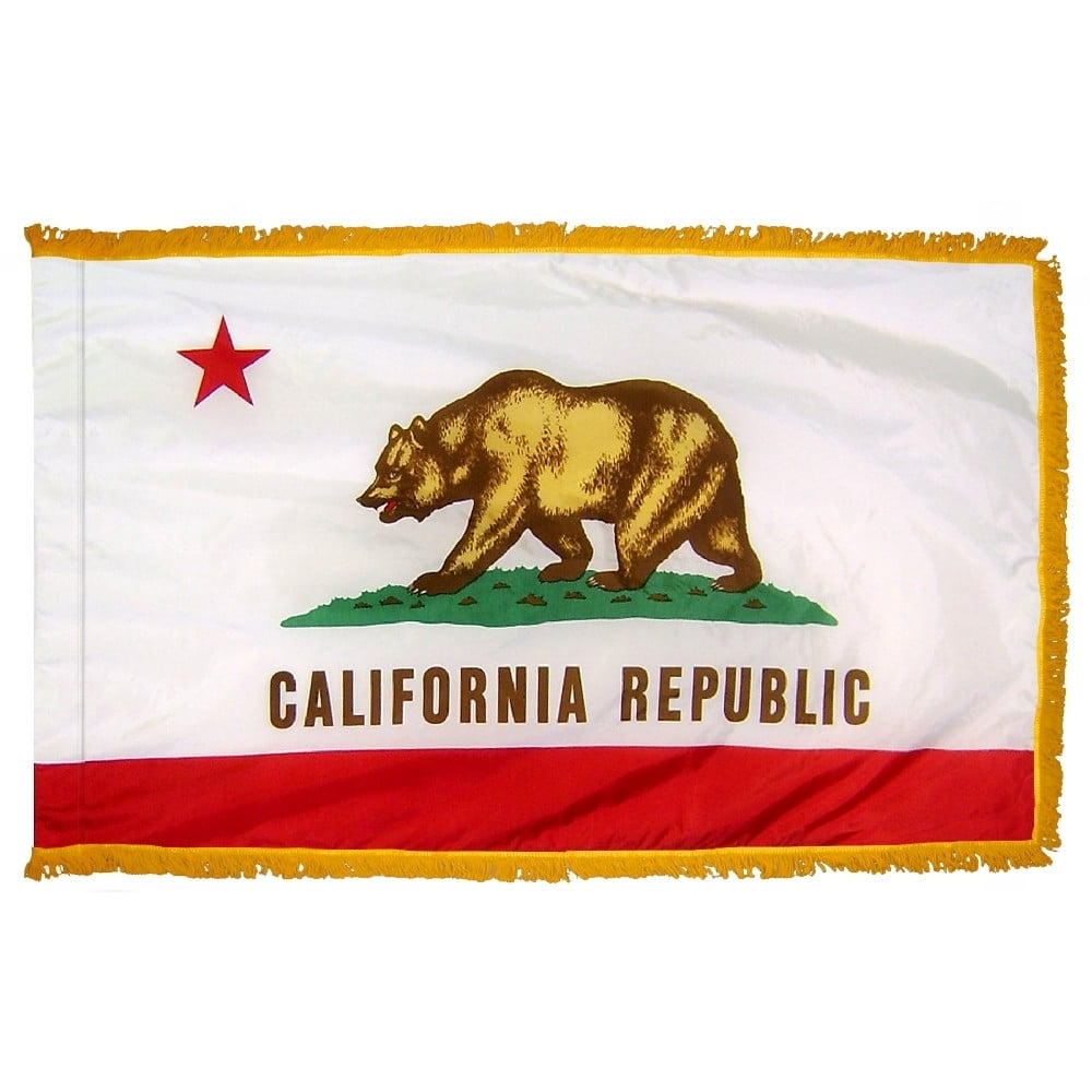 California - State Flag with Fringe - For Indoor Use