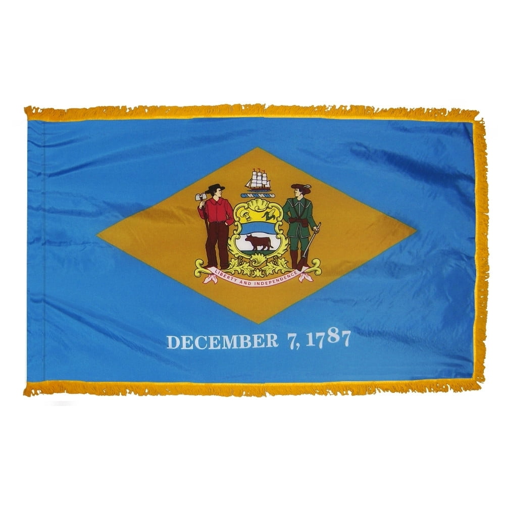 Delaware - State Flag with Fringe - For Indoor Use