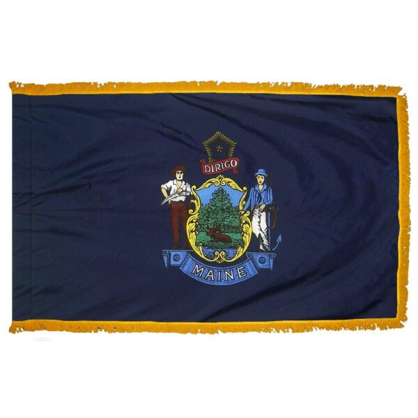 Maine - state flag with fringe - for indoor use