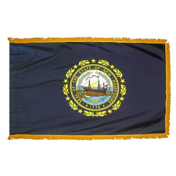 New hampshire - state flag with fringe - for indoor use