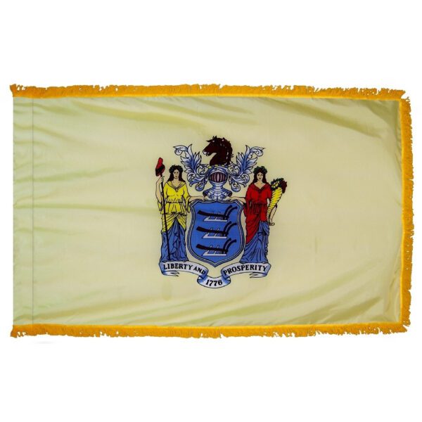 New jersey - state flag with fringe - for indoor use