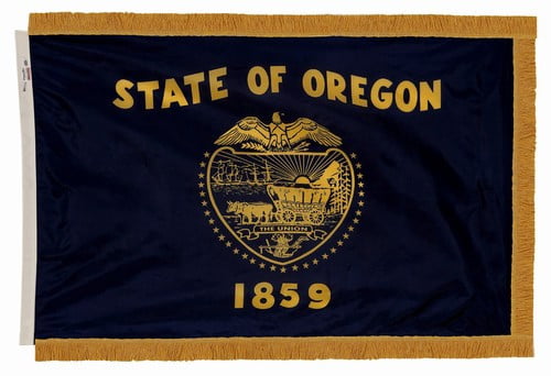 Oregon - state flag with fringe - for indoor use