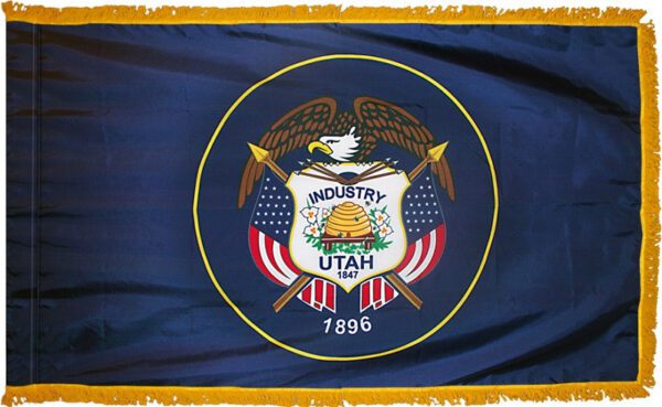 Utah - state flag with fringe - for indoor use