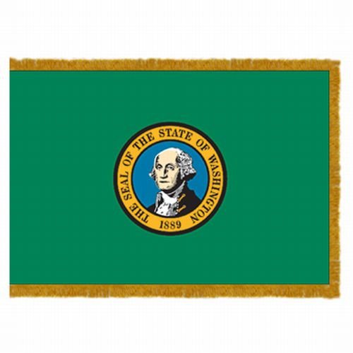 Washington - state flag with fringe - for indoor use