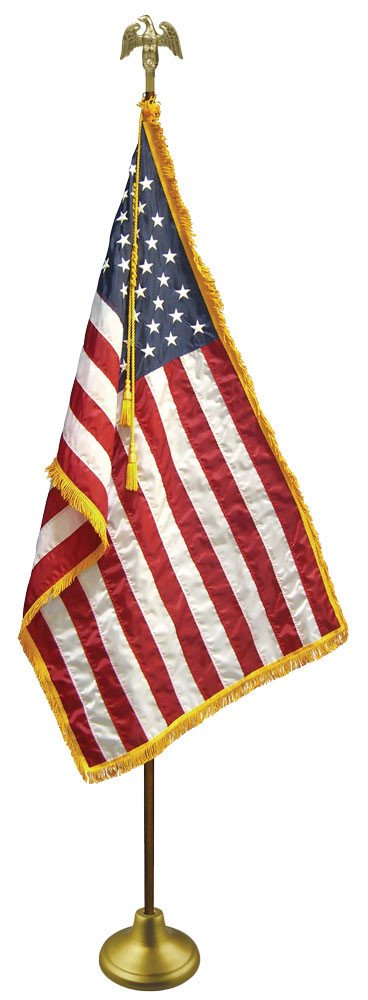 American Flag Set - Gold Adjustable Aluminum Flagpole