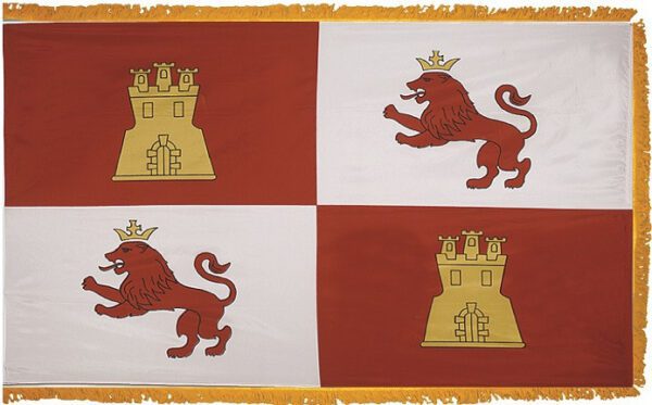 Spain lions castles flag with fringe - for indoor use
