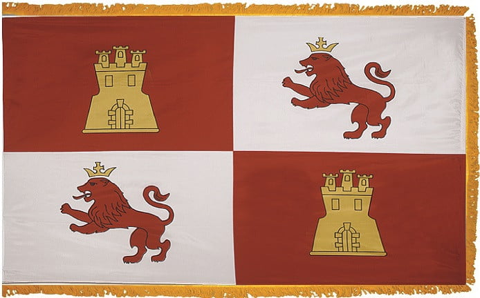 Spain Lions Castles Flag with Fringe - For Indoor Use