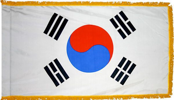 South korea flag with fringe - for indoor use