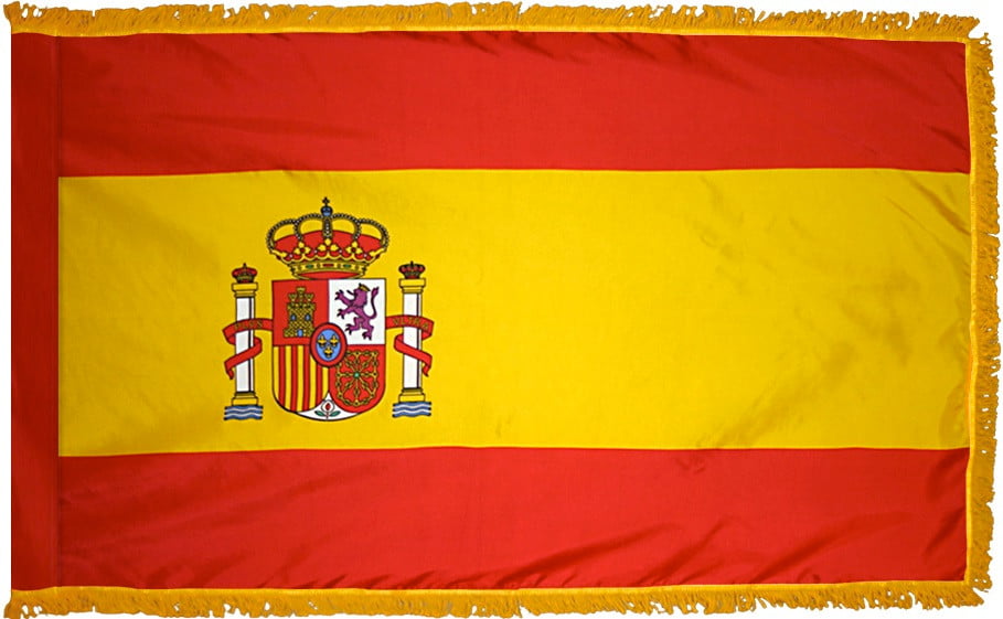 Spain Flag with Fringe - For Indoor Use