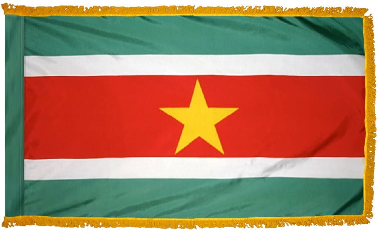 Suriname Flag with Fringe - For Indoor Use