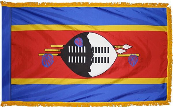 Swaziland flag with fringe - for indoor use
