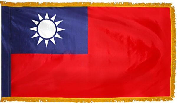 Taiwan flag with fringe - for indoor use