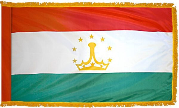 Tajikistan flag with fringe - for indoor use