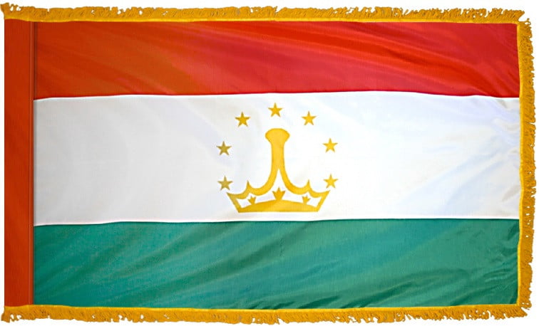 Tajikistan Flag with Fringe - For Indoor Use